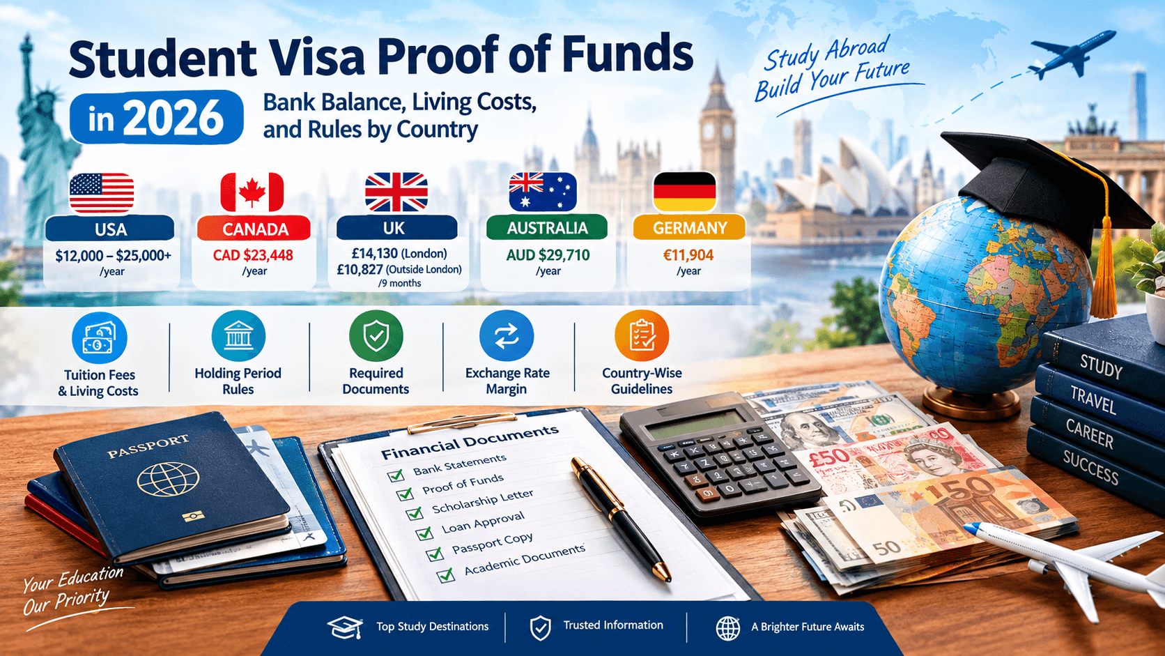 Official student visa proof of funds requirements 2026 financial documents and calculation guide